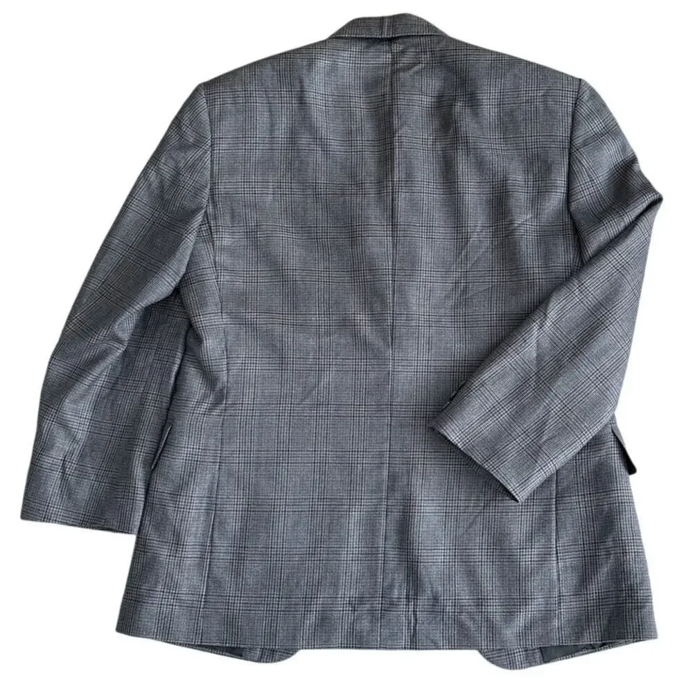 Oscar de la Renta Silk Wool Glen Plaid Blazer Made Colombia Men's 38S Vintage